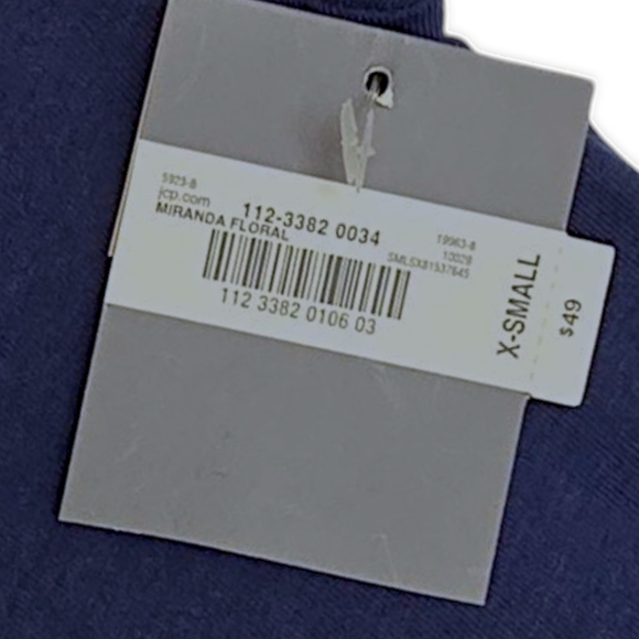 NWT Pajama Set Liz Claiborne XS Short Sleeve Tee Capris Pants Navy Blue Floral - Picture 5 of 12